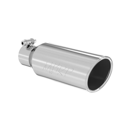 MBRP T5150 - 4 Inch OD 2.5 Inch Inlet 12 Inch Length Exhaust Tail Pipe TipAngled Cut Rolled End Clampless-No Weld T304 Stainless Steel MBRP 3