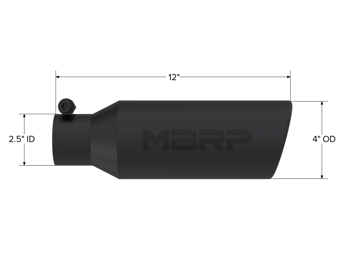 MBRP T5150BLK 4 Inch OD 2.5 Inch Inlet Exhaust Tail Pipe Tip Angled Cut Black Coated