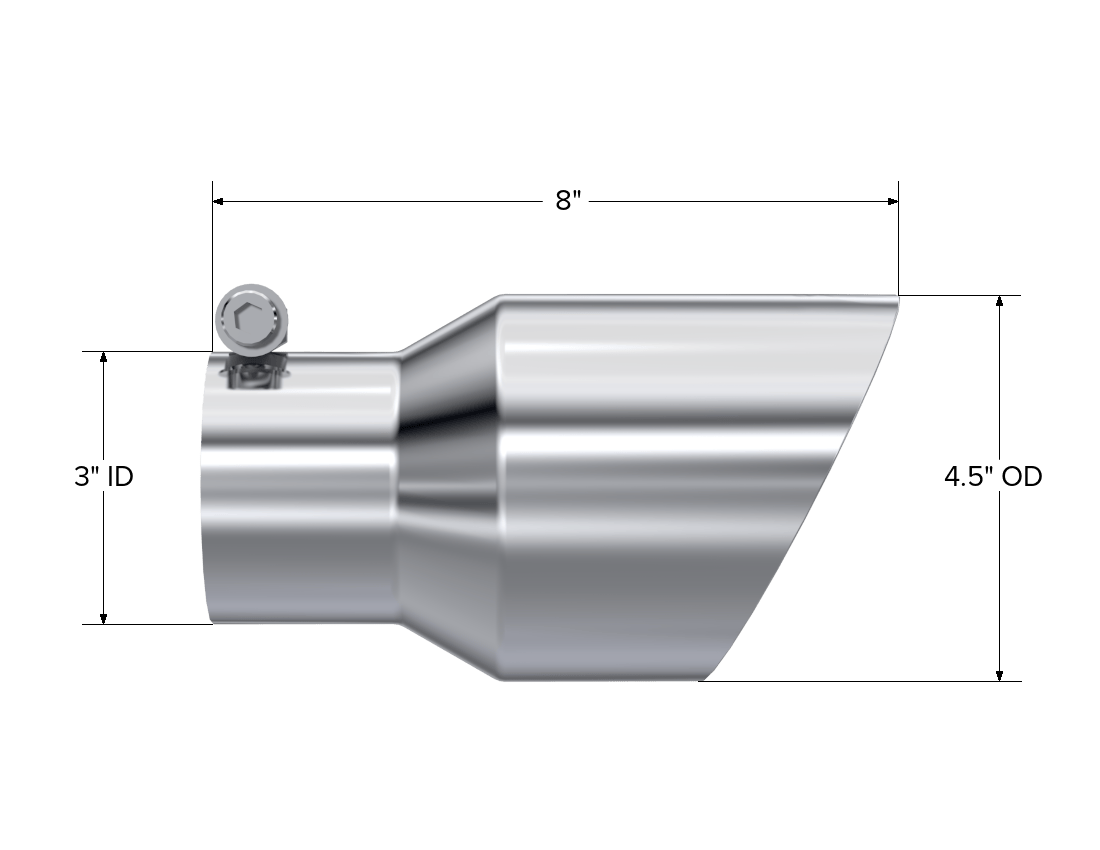 MBRP Exhaust MBRP T5151 - Exhaust Tip 4.5 Inch O.D. Dual Wall Angled 3 Inch Inlet 7.7 Inch Length T304 Stainless Steel MBRP