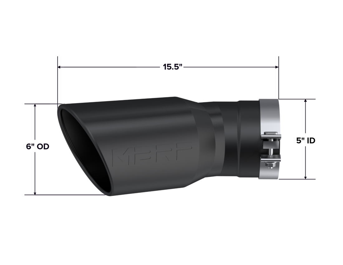 MBRP T5154BLK - 2015-Up Chevrolet/ GMC 2500/ 3500 Duramax Exhaust Tip 6 Inch O.D. Angled Rolled End 5 Inch Inlet 15 1/2 Inch Length 30 Degree Bend Black MBRP 2