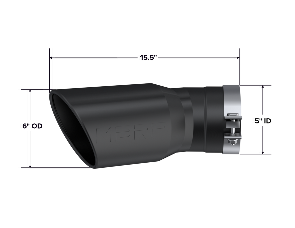 MBRP T5154BLK - 2015-Up Chevrolet/ GMC 2500/ 3500 Duramax Exhaust Tip 6 Inch O.D. Angled Rolled End 5 Inch Inlet 15 1/2 Inch Length 30 Degree Bend Black MBRP 2
