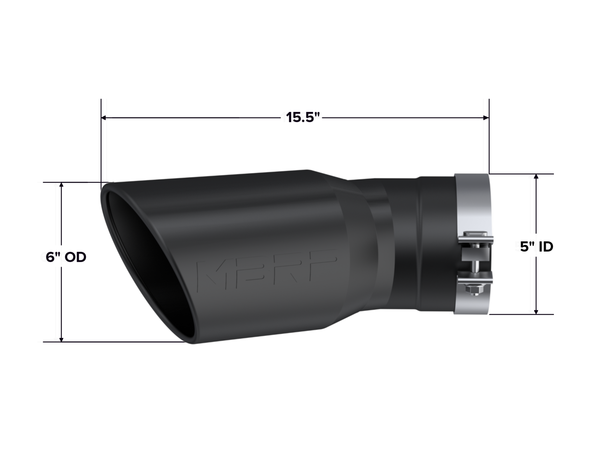 MBRP T5154BLK - 2015-Up Chevrolet/ GMC 2500/ 3500 Duramax Exhaust Tip 6 Inch O.D. Angled Rolled End 5 Inch Inlet 15 1/2 Inch Length 30 Degree Bend Black MBRP 2
