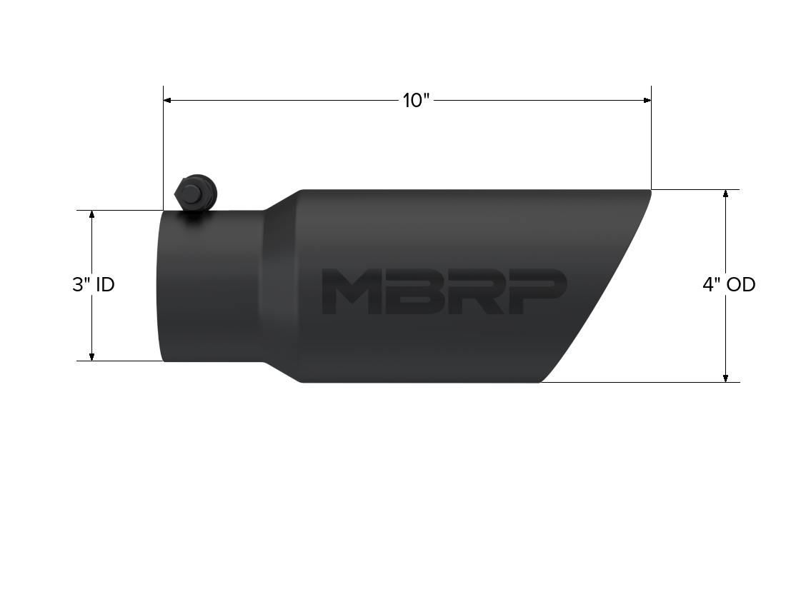 MBRP Exhaust MBRP T5156BLK - Exhaust Tip 4 Inch O.D. Dual Wall Angled 3 Inch Inlet 10 Inch Length Black MBRP