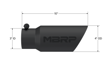 MBRP Exhaust MBRP T5156BLK - Exhaust Tip 4 Inch O.D. Dual Wall Angled 3 Inch Inlet 10 Inch Length Black MBRP