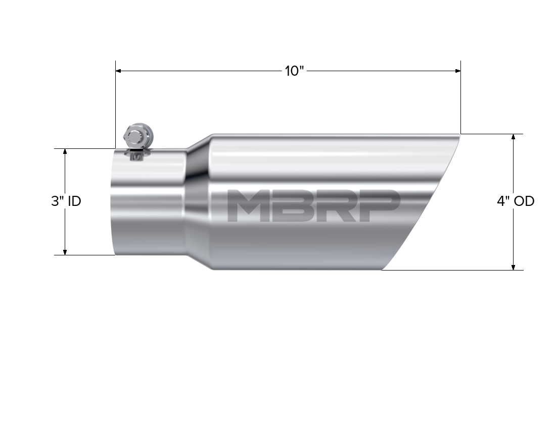 MBRP T5156 - Exhaust Tip 4 Inch O.D. Dual Wall Angled 3 Inch Inlet 10 Inch Length T304 Stainless Steel MBRP 2