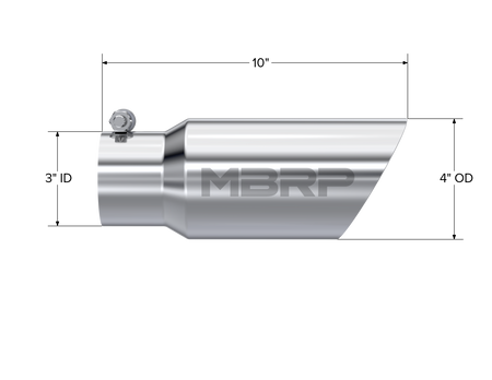MBRP T5156 - Exhaust Tip 4 Inch O.D. Dual Wall Angled 3 Inch Inlet 10 Inch Length T304 Stainless Steel MBRP 2