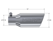 MBRP T5157 - Exhaust Tip 4 Inch O.D. Angled Rolled End 2 3/4 Inch Inlet 10 Inch Length T304 Stainless Steel MBRP 2