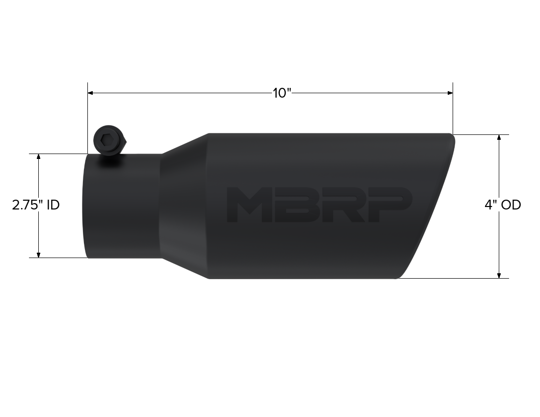 MBRP T5157BLK - Exhaust Tip 4 Inch O.D. Angled Rolled End 2 3/4 Inch Inlet 10 Inch Length Black Coated MBRP 2