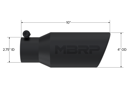 MBRP T5157BLK - Exhaust Tip 4 Inch O.D. Angled Rolled End 2 3/4 Inch Inlet 10 Inch Length Black Coated MBRP 2