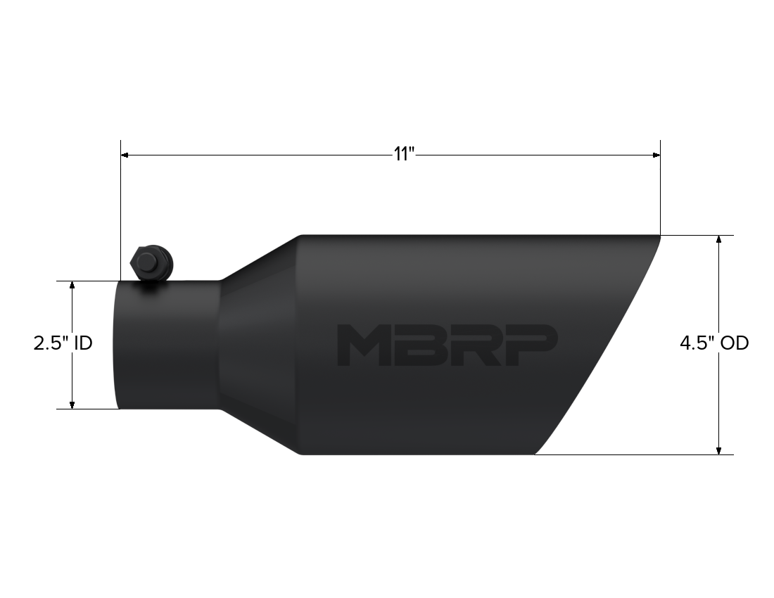 MBRP T5161BLK - Exhaust Tip 4 1/2 Inch O.D. Dual Wall Angle Rolled End 2.5 Inch Inlet 11 Inch Length Black Coated MBRP 2