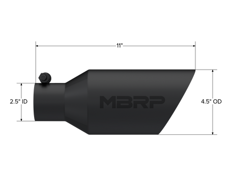 MBRP T5161BLK - Exhaust Tip 4 1/2 Inch O.D. Dual Wall Angle Rolled End 2.5 Inch Inlet 11 Inch Length Black Coated MBRP 2
