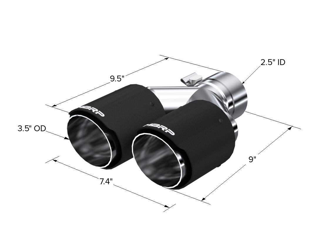 MBRP T5170CF - Carbon Fiber Tip 2.5 Inch ID Dual 3.5 Inch OD Out 9.45 Inch Length Dual Wall MBRP 3