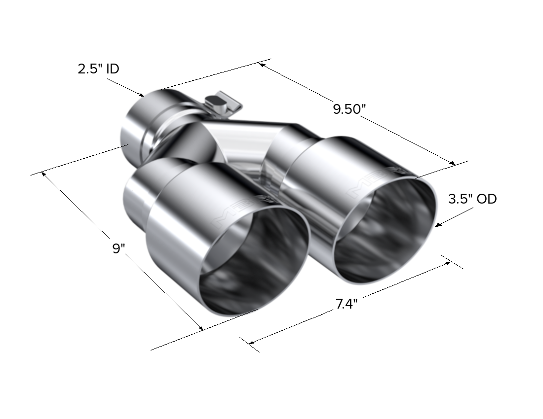 MBRP T5171 - T304 Stainless Steel Tip 2.5 Inch ID Dual 3.5 Inch OD Out 9.5 Inch Length Dual Wall MBRP 3