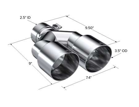 MBRP T5171 - T304 Stainless Steel Tip 2.5 Inch ID Dual 3.5 Inch OD Out 9.5 Inch Length Dual Wall MBRP 3