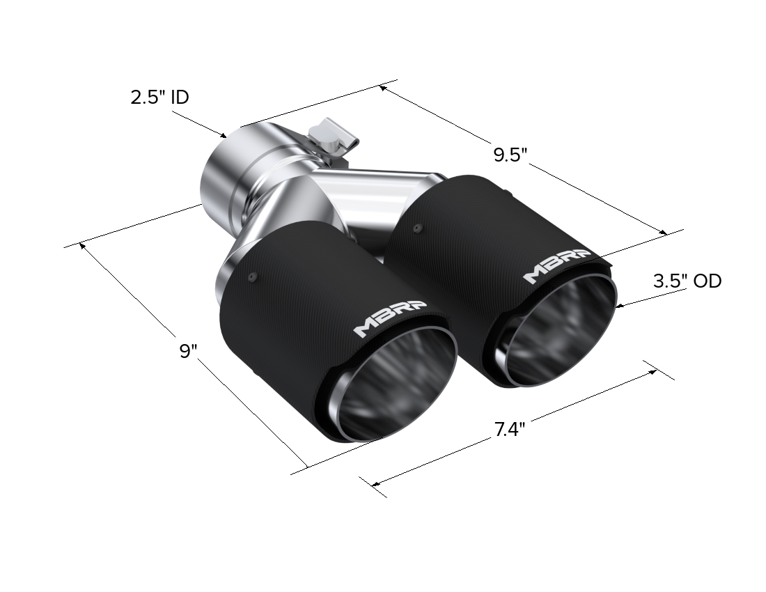 MBRP T5171CF - Carbon Fiber Tip Pro Series 2.5 Inch ID Dual 3.5 Inch OD Out 9.45 Length Dual Wall MBRP 3
