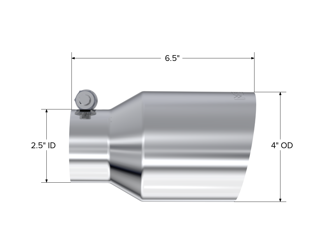 MBRP T5176 - T304 Stainless Steel Tip 2.5 Inch ID 4 Inch OD Single Wall Angle Cut 6.5 Inch Length MBRP 2