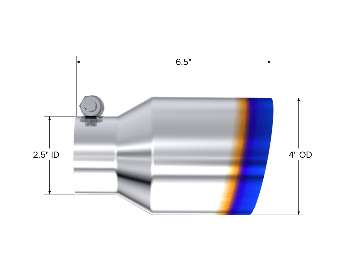 MBRP NA MBRP T5176BE - T304 Stainless Steel Burnt End Tip Pro Series 2.5 Inch ID 4 Inch OD Single Wall Angle Cut 6.5 Inch Length MBRP
