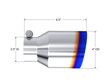 MBRP NA MBRP T5176BE - T304 Stainless Steel Burnt End Tip Pro Series 2.5 Inch ID 4 Inch OD Single Wall Angle Cut 6.5 Inch Length MBRP