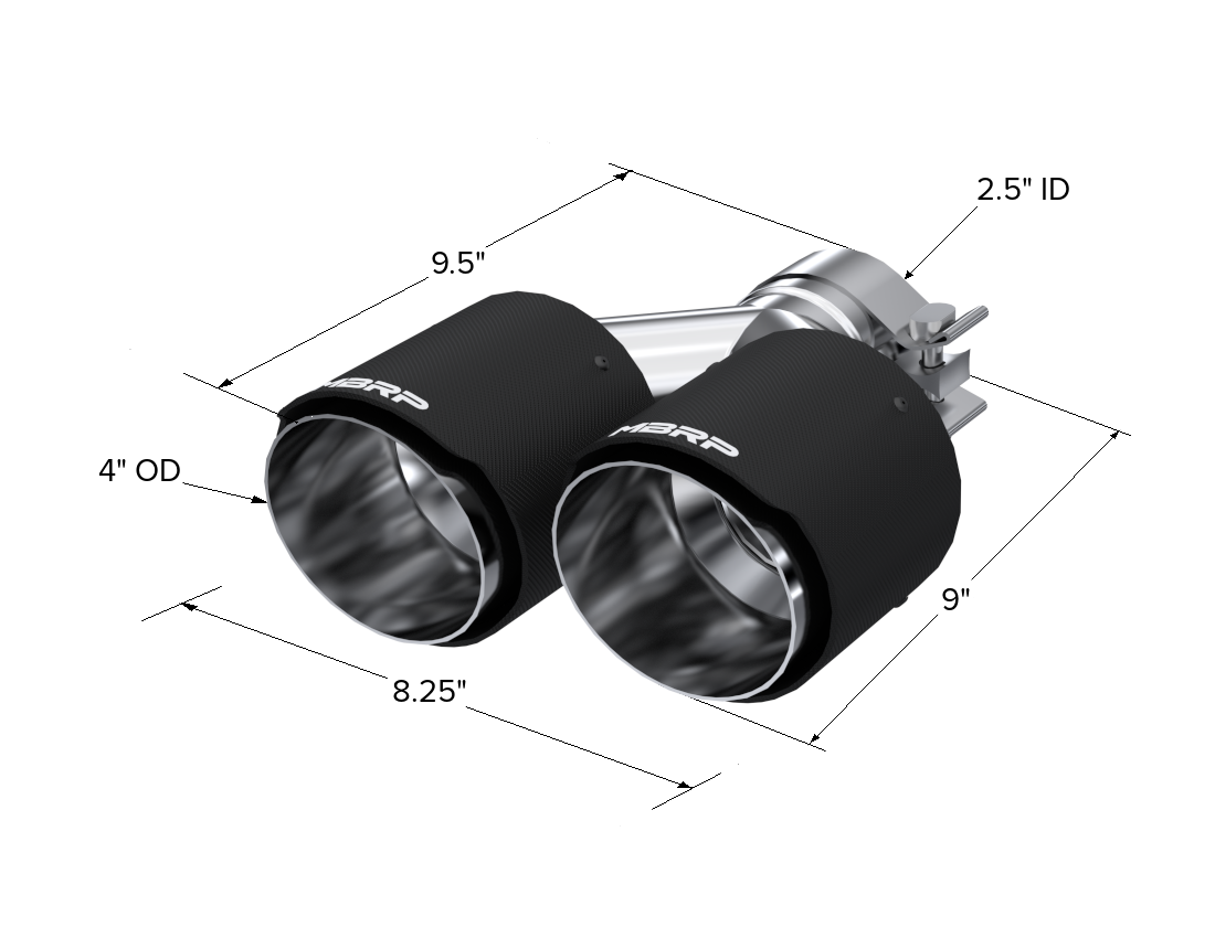 MBRP T5177CF - Carbon Fiber Tip 2.5 Inch ID Dual 4 Inch OD Out 9.50 Inch Length Dual Wall MBRP 3