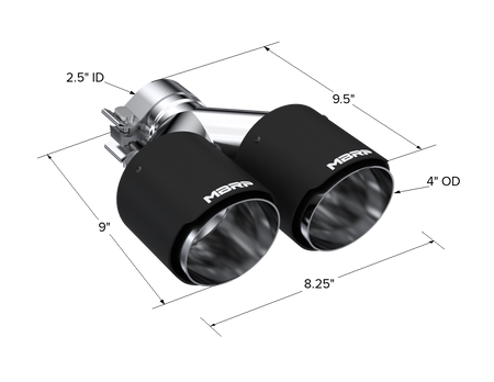 MBRP T5178CF - Carbon Fiber Tip  2.5 Inch ID Dual 4 Inch OD Out 9.5 Inch Length Dual Wall MBRP 3