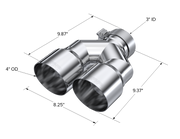 MBRP T5182 - T304 Stainless Steel Tip 3.0 Inch ID 4.0 Inch OD Dual Out 9.87 Inch Length Dual Wall MBRP