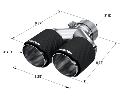 MBRP NA MBRP T5182CF - Carbon Fiber Tip 3.0 Inch ID 4.0 Inch OD Dual Out 9.87 Inch Length Dual Wall MBRP