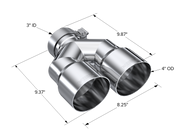 MBRP T5183 - T304 Stainless Steel Tip 3.0 Inch ID 4.0 Inch OD Dual Out 9.87 Inch Length Dual Wall MBRP