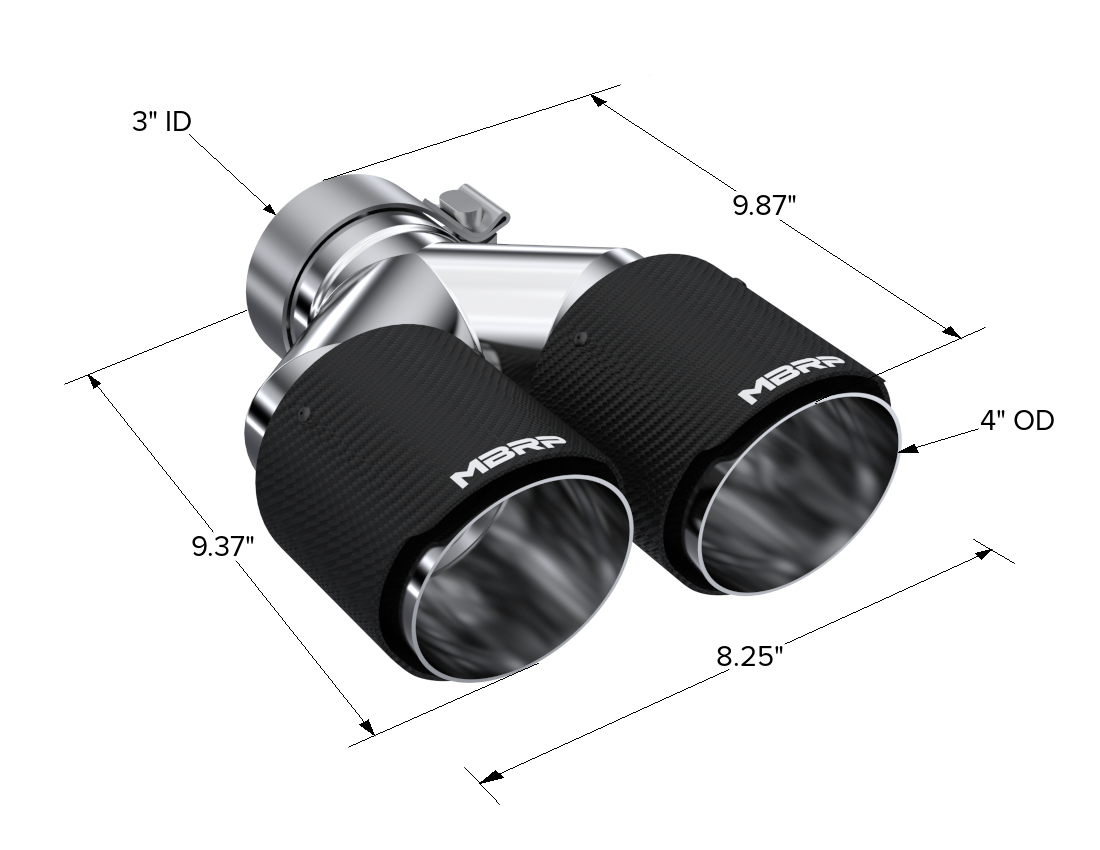 MBRP T5183CF - Carbon Fiber Tip 3.0 Inch ID 4.0 Inch OD Dual Out 9.87 Inch Length Dual Wall MBRP 2