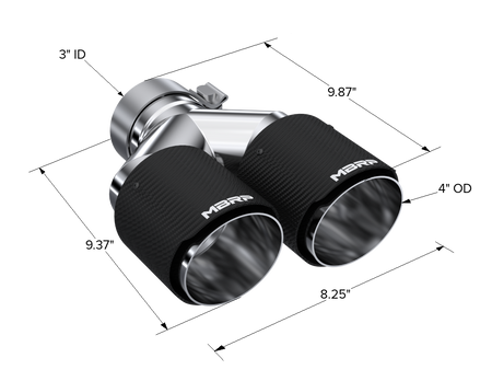 MBRP T5183CF - Carbon Fiber Tip 3.0 Inch ID 4.0 Inch OD Dual Out 9.87 Inch Length Dual Wall MBRP 2