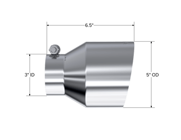 MBRP NA MBRP T5184 - T304 Stainless Steel Tip 3 inch ID 5 inch OD Out 6.5 inch Length Angle Cut Single Wall MBRP