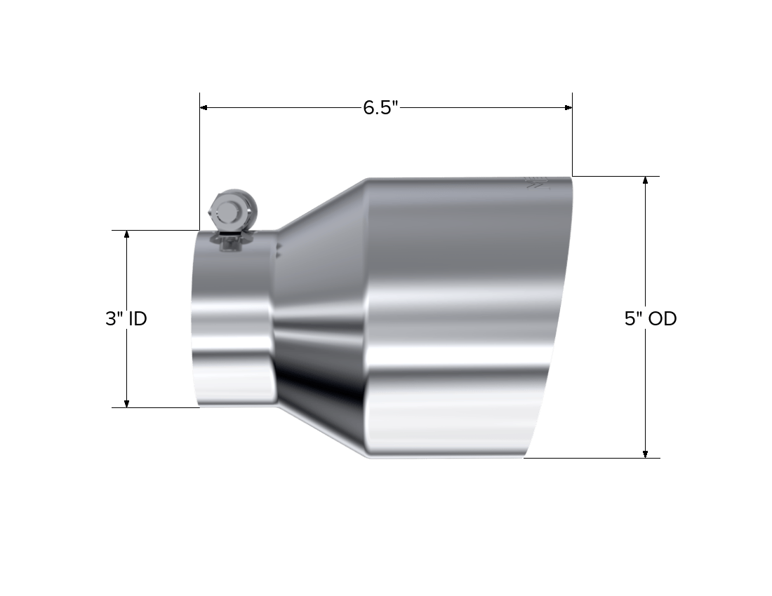 MBRP NA MBRP T5184 - T304 Stainless Steel Tip 3 inch ID 5 inch OD Out 6.5 inch Length Angle Cut Single Wall MBRP