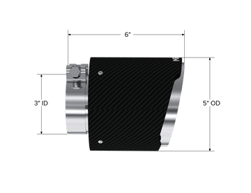 MBRP NA MBRP T5184CF - Carbon Fiber Tip 3 inch ID 5 inch OD Out 6.13 inch Length Angle Cut Dual Wall MBRP