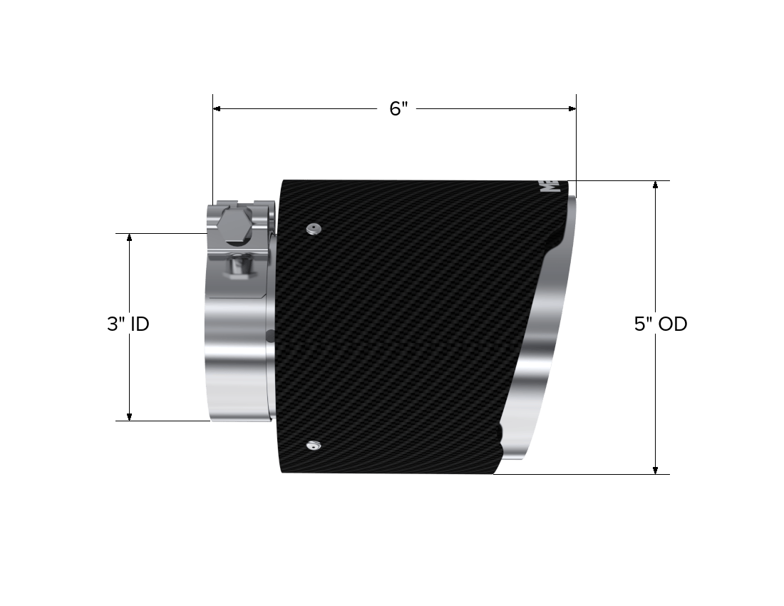 MBRP NA MBRP T5184CF - Carbon Fiber Tip 3 inch ID 5 inch OD Out 6.13 inch Length Angle Cut Dual Wall MBRP