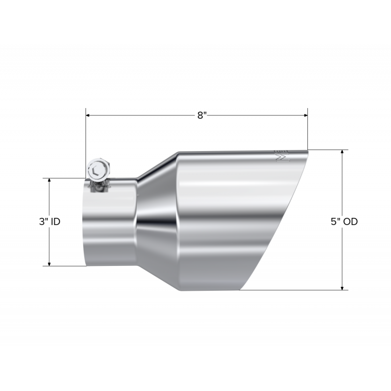 MBRP T5187 - Exhaust Tip 3 Inch ID 5 Inch OD Out 8 Inch Length Angle Cut Dual Wall T304 Stainless Steel MBRP 2