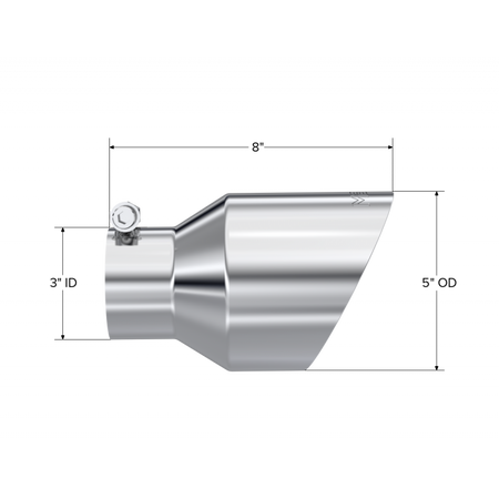 MBRP T5187 - Exhaust Tip 3 Inch ID 5 Inch OD Out 8 Inch Length Angle Cut Dual Wall T304 Stainless Steel MBRP 2