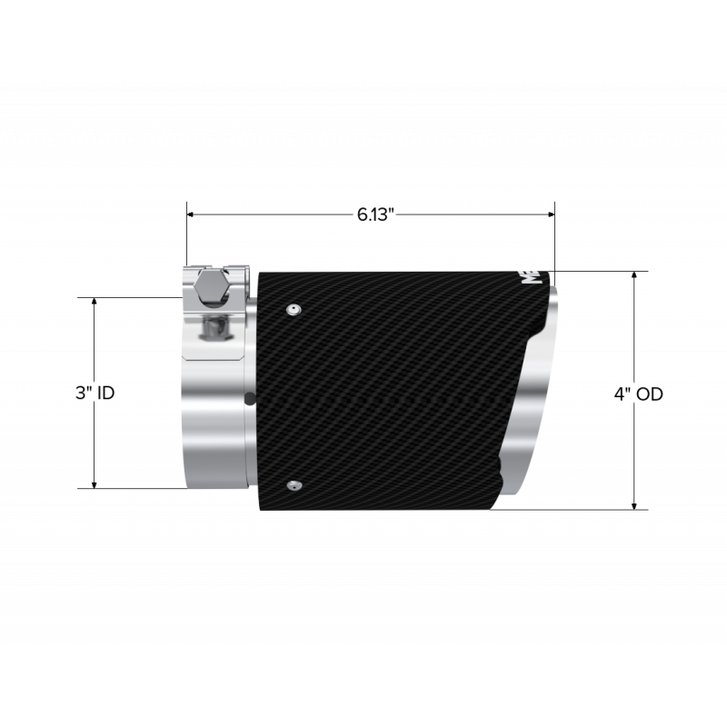 MBRP T5188CF - Exhaust Tip 3 Inch ID 4 Inch OD Out 6.13 Inch Length Angle Cut Dual Wall Carbon Fiber and Stainless Steel MBRP 2