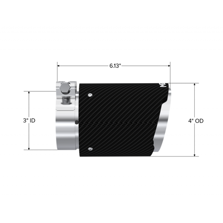 MBRP T5188CF - Exhaust Tip 3 Inch ID 4 Inch OD Out 6.13 Inch Length Angle Cut Dual Wall Carbon Fiber and Stainless Steel MBRP 2