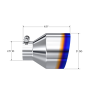 MBRP T5190BE - Exhaust Tip 2.5 Inch ID 5 Inch OD Out 6.5 Inch Length Angle Cut Single Wall Burnt and Stainless Steel MBRP 2