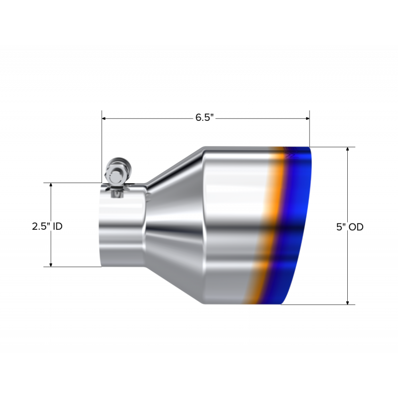 MBRP T5190BE - Exhaust Tip 2.5 Inch ID 5 Inch OD Out 6.5 Inch Length Angle Cut Single Wall Burnt and Stainless Steel MBRP 2