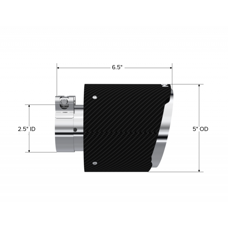 MBRP T5190CF - Exhaust Tip 2.5 Inch ID 5 Inch OD Out 6.5 Inch Length Angle Cut Dual Wall Carbon Fiber and Stainless Steel MBRP 2