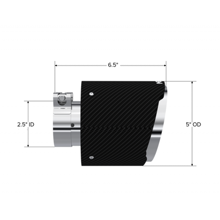 MBRP T5190CF - Exhaust Tip 2.5 Inch ID 5 Inch OD Out 6.5 Inch Length Angle Cut Dual Wall Carbon Fiber and Stainless Steel MBRP 2