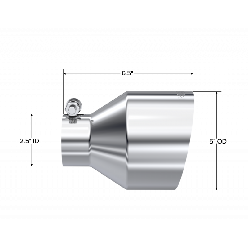 MBRP T5190 - Exhaust Tip 2.5 Inch ID 5 Inch OD Out 6.5 Inch Length Angle Cut Single Wall T304 Stainless Steel MBRP 2