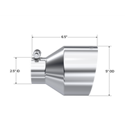 MBRP T5190 - Exhaust Tip 2.5 Inch ID 5 Inch OD Out 6.5 Inch Length Angle Cut Single Wall T304 Stainless Steel MBRP 2