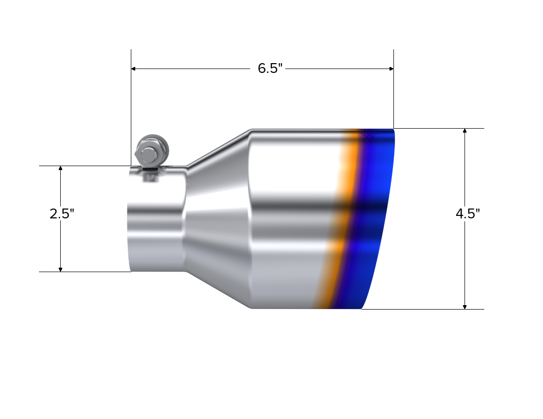 MBRP T5191BE - T304 Stainless Steel Burnt End Tip 2.5 Inch ID 4.5 Inch OD Out 6.5 Inch Length Angle Cut Single Wall MBRP 2