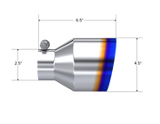 MBRP T5191BE - T304 Stainless Steel Burnt End Tip 2.5 Inch ID 4.5 Inch OD Out 6.5 Inch Length Angle Cut Single Wall MBRP 2