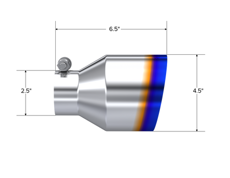 MBRP T5191BE - T304 Stainless Steel Burnt End Tip 2.5 Inch ID 4.5 Inch OD Out 6.5 Inch Length Angle Cut Single Wall MBRP 2