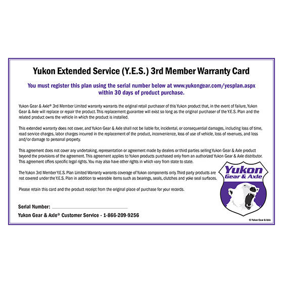 Yukon Gear and Axle YES3RD - Yukon Extended Service plan for 3rd Members