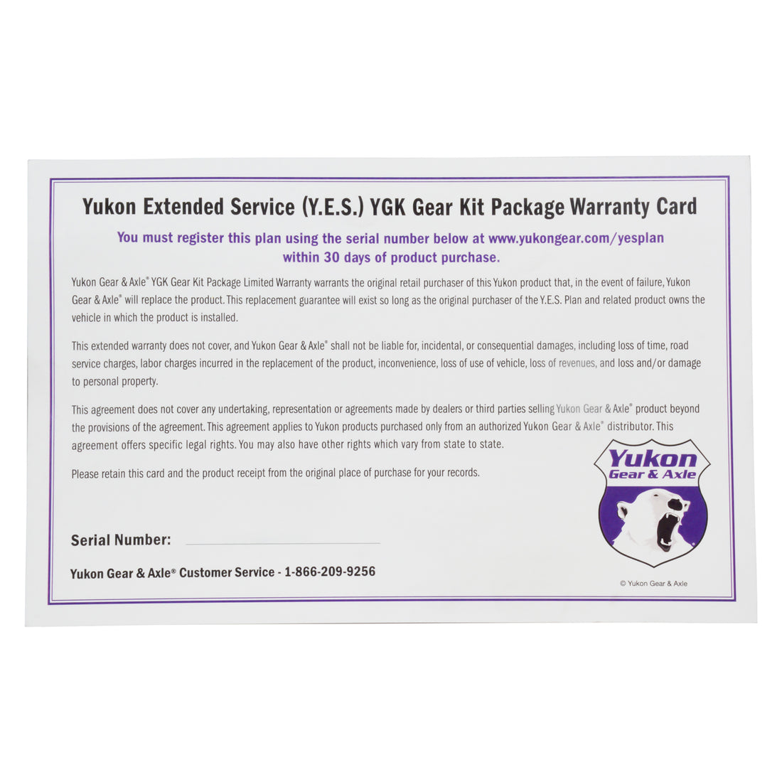 Yukon Gear and Axle YESYGK - Yukon Extended Service plan for Gear Kit Packages 1