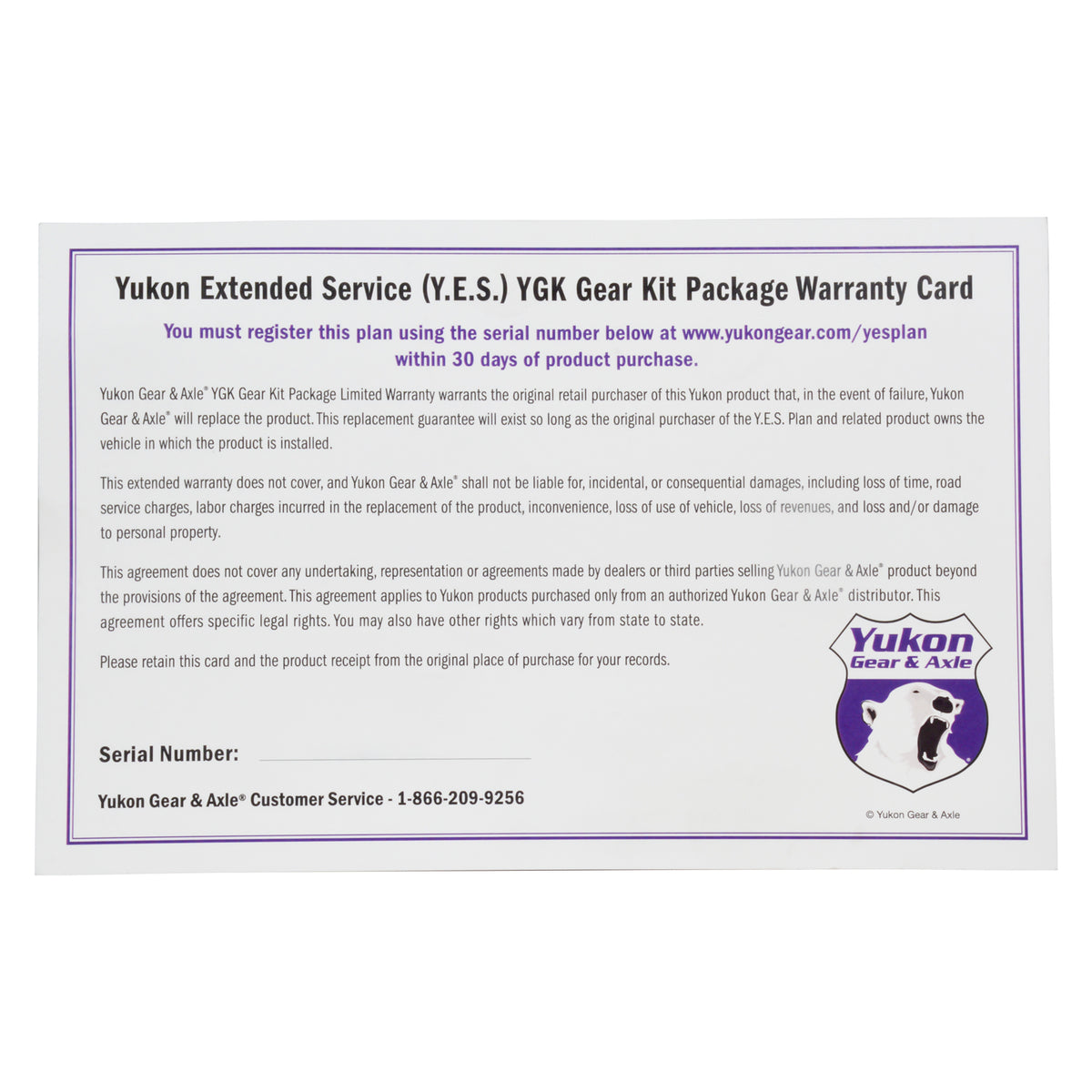 Yukon Gear and Axle YESYGK - Yukon Extended Service plan for Gear Kit Packages 1