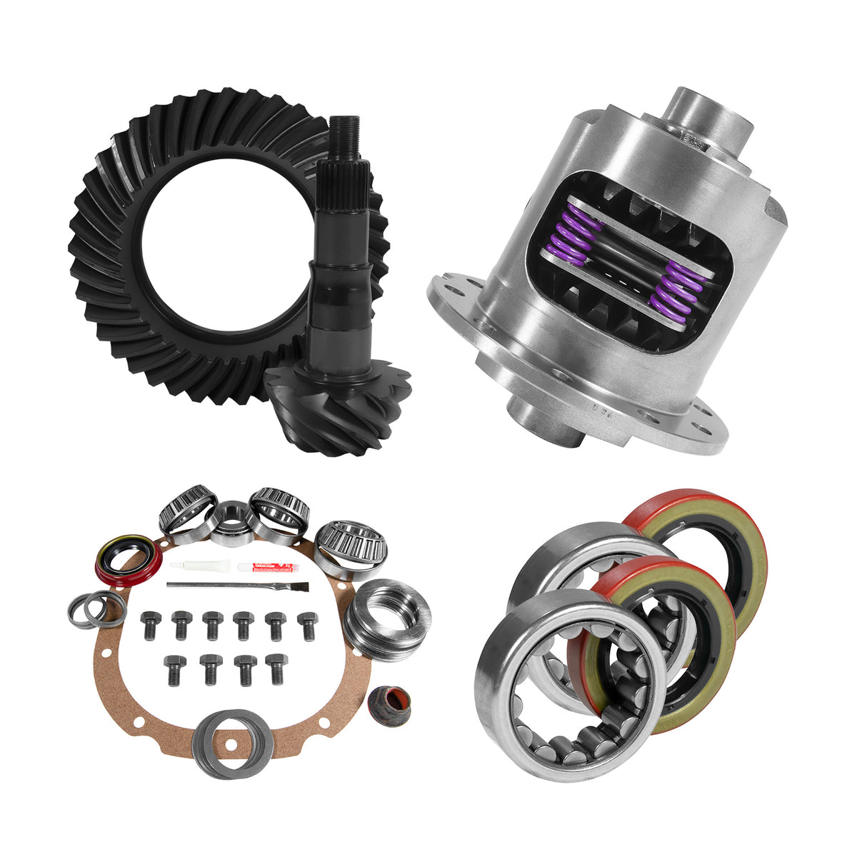 Yukon Gear and Axle YGK2041 - 8.8" Ford 4.56 Rear Ring & Pinion, Install Kit, 31spl Posi, 2.53" Axle Bearings 7